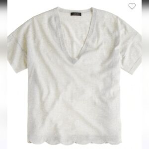 J. Crew Lightweight Merino Wool Scallop Hem V-Neck Sweater